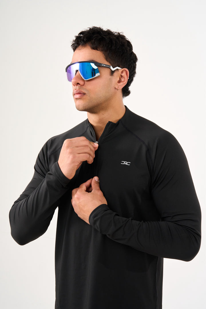 Mens Casa 1/4 Zip Running Top - Black