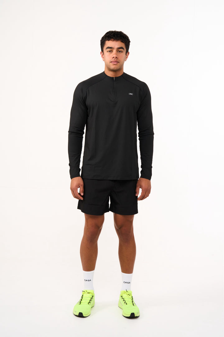 Mens Casa 1/4 Zip Running Top - Black
