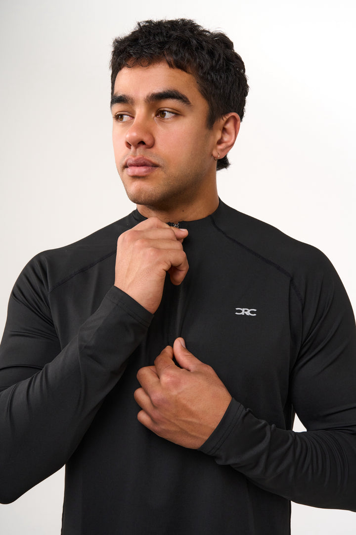 Mens Casa 1/4 Zip Running Top - Black